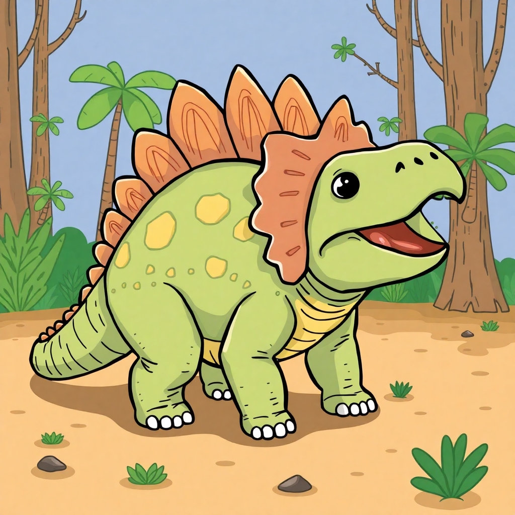 a cartoon drawn Ankylosaurus  uses to be used in a children's book.