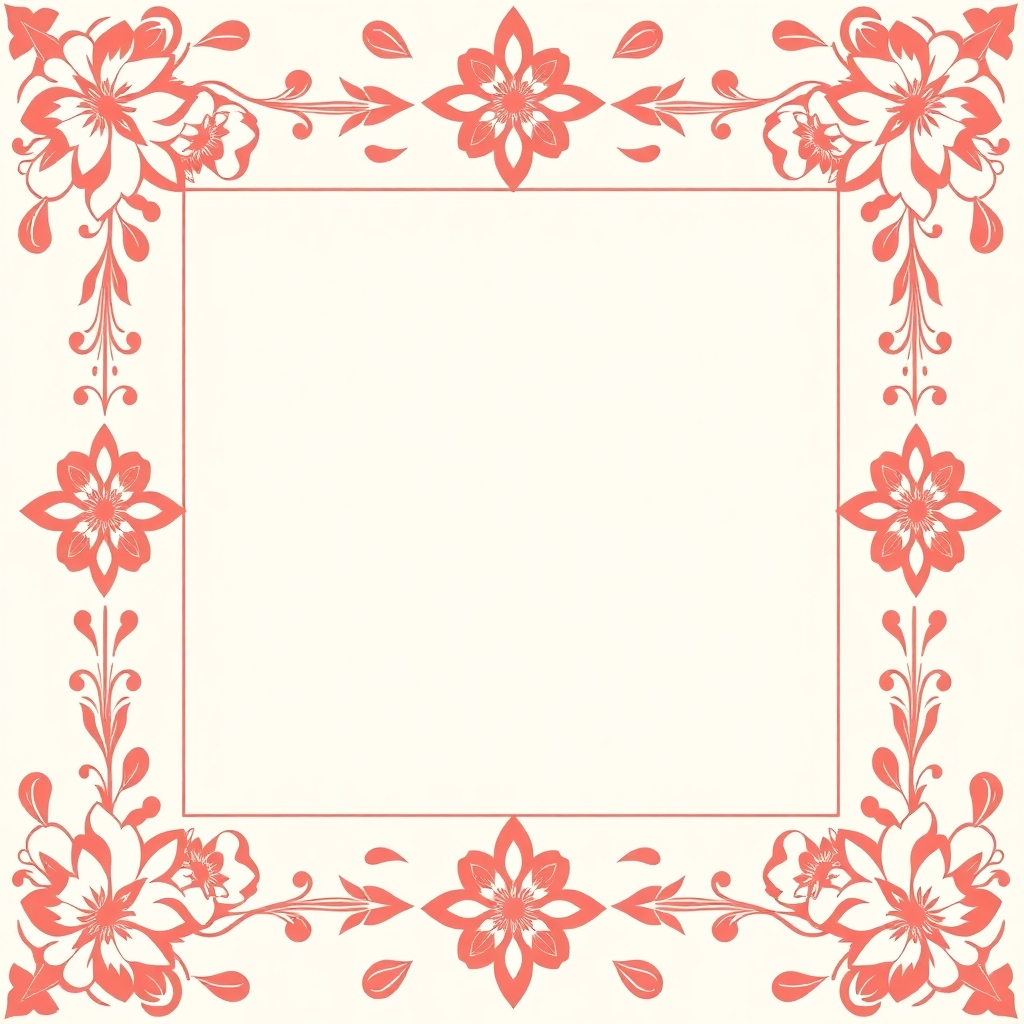 A4 certificate background, Islamic style, pastel pink and beige, elegant floral borders, blank center, high quality, printable