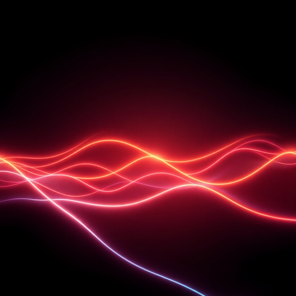 Abstract neon waves, dark background, futuristic sci-fi wallpaper, mobile screen size --ar 9:16 --v 6"