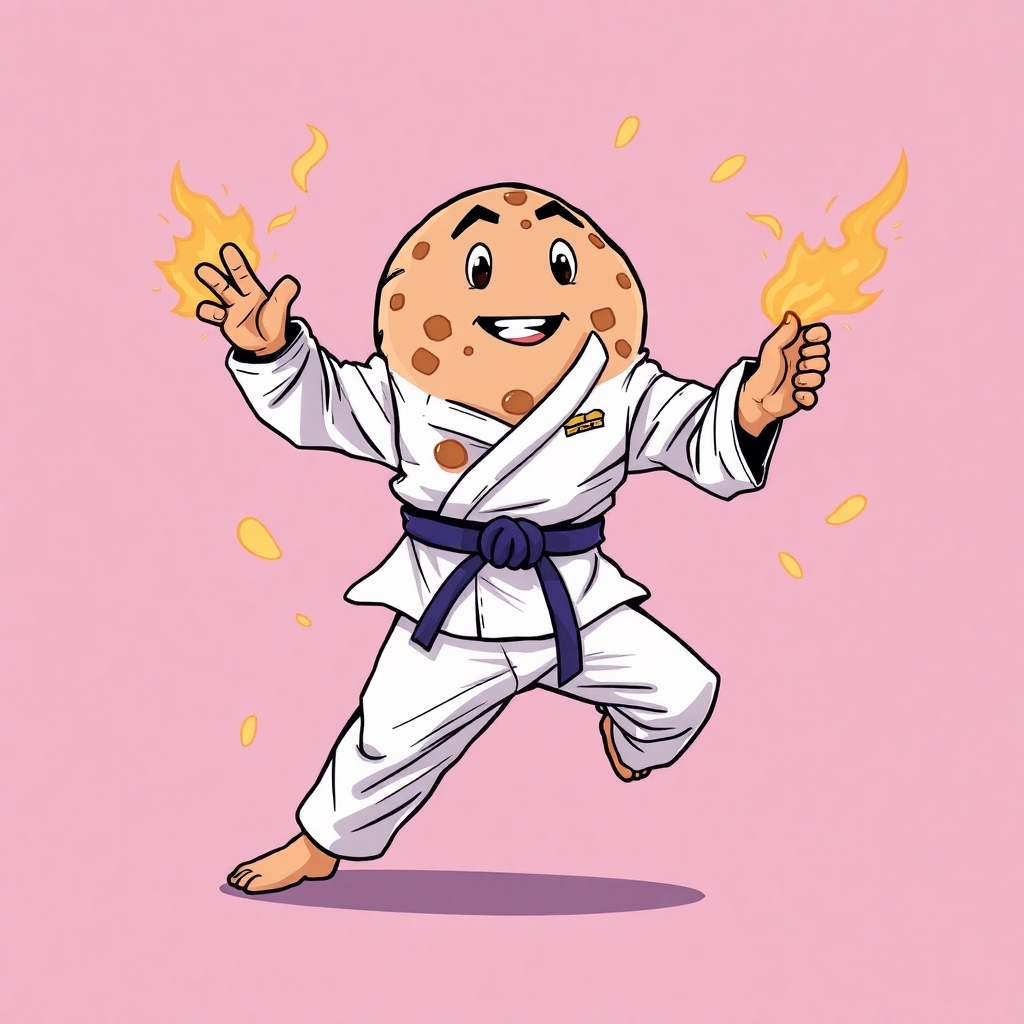 a cookie doing jiu-jitsu