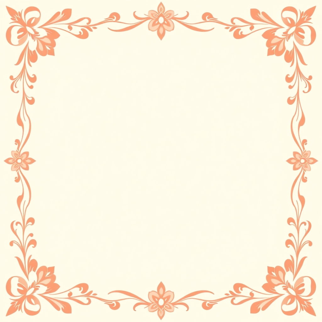 A4 certificate background, Islamic style, pastel pink and beige, elegant floral borders, blank center, high quality, printable