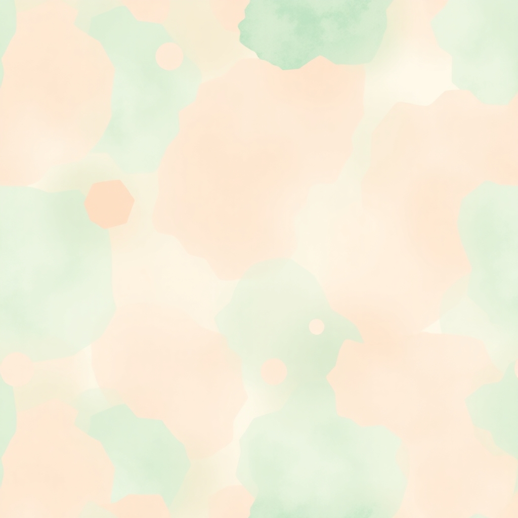 A seamless digital paper pattern with watercolor splashes in mint green and peach colors, soft and artistic, 12x12 inches, 300 dpi, high resolution.
