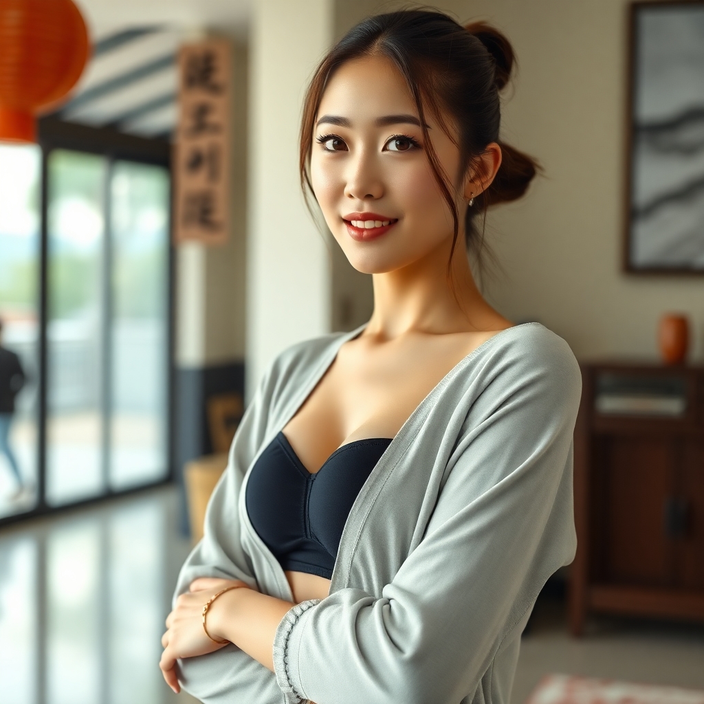 a realistic picture of a full body photo of a fit and beautiful chinese girl