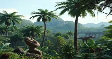 a photorealistic picture of a prehistoric jungle with no dinosaurs
