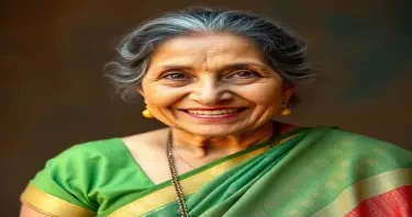 Madhuri dixit look alike lady aged 65 years in Indian tradional sari