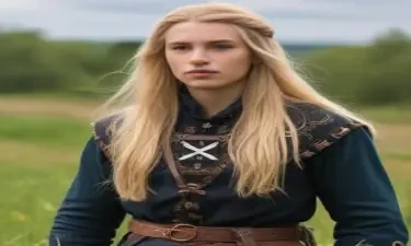 ranger wearing medieval clothing, long blonde hair, "not armor"