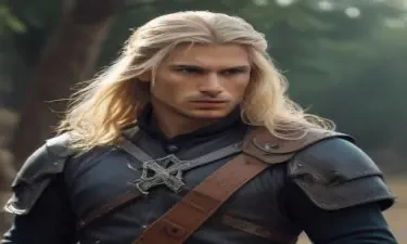 male ranger wearing medieval clothing, long blonde hair, holding a medieval sword "not armor"