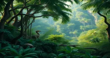 a photorealistic picture of a prehistoric jungle with no dinosaurs