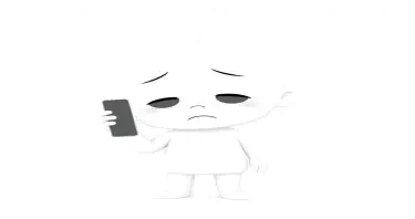minimalist 3d white-on-white cartoon-like child very sad talking on a cell phone no facial features. no hair. no clothes. transparent background.