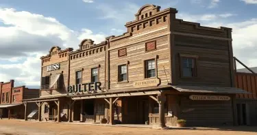 a photorealistic picture of an old wild west towns building close up as the backdrop