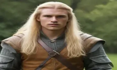 male ranger wearing medieval clothing, long blonde hair, "not armor"