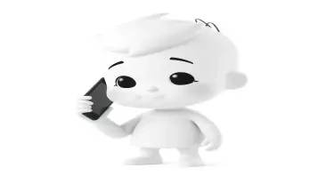minimalist 3d white-on-white cartoon-like child talking on a cell phone no facial features. no hair. no clothes. transparent background.
