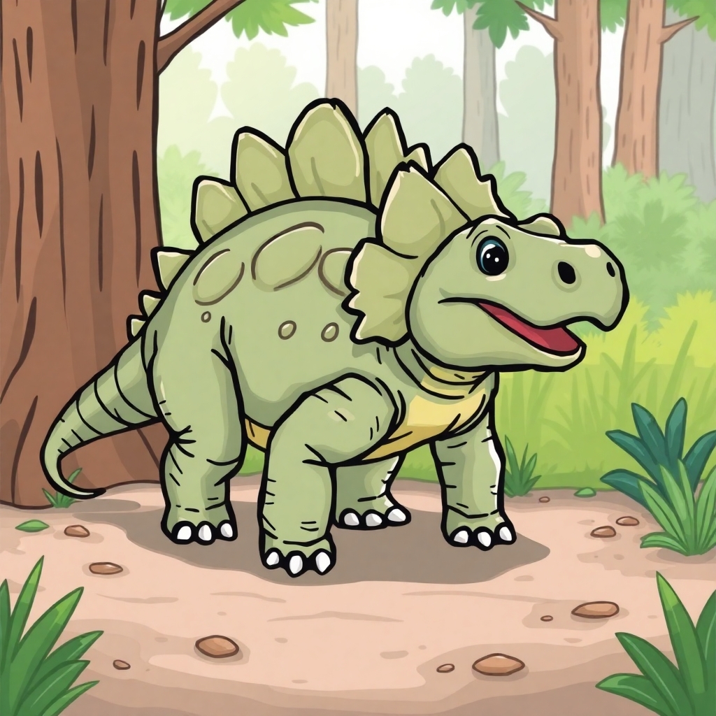 a cartoon drawn Ankylosaurus  uses to be used in a children's book.