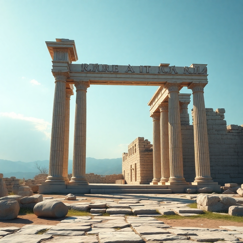 a realistic picture looking at  an ancient Greece forum