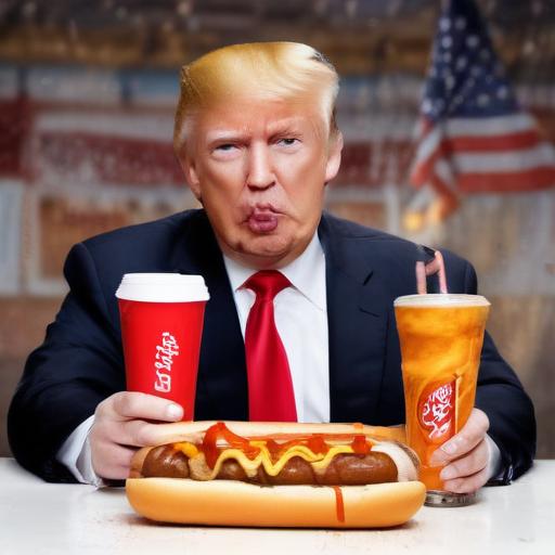 Abstract donald trump tariff crashing the economy with hotdogs and soda pop